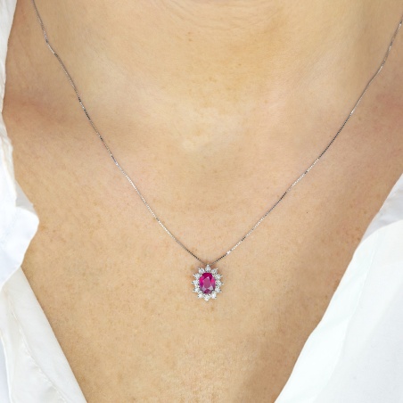 Collier Diana con Rubino e Diamanti ct 0,055