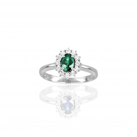 Anello Diana con Smeraldo e Diamanti